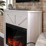 Ameriwood Home Farmington Wide Modern Farmhouse Mantel with Electric Fireplace, 49", Ivory Oak Ameriwood Home
