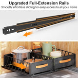 Pull out Cabinet Organizer Fixed with Adhesive Nano Film,Heavy Duty Slide out Pantry Shelves Drawer Storage,Sliding Mesh Cabinet Basket with Handle for Kitchen, Bathroom,Home, 11.8"W X15.7"D X6.2"H Kitstorack