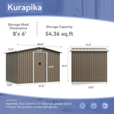 Kurapika Outdoor Storage Shed, 8x6FT Large Metal Tool House with Ventilation Opening and Lockable Sliding Door, for Garden, Patio, Backyard, Lawn Kurapika