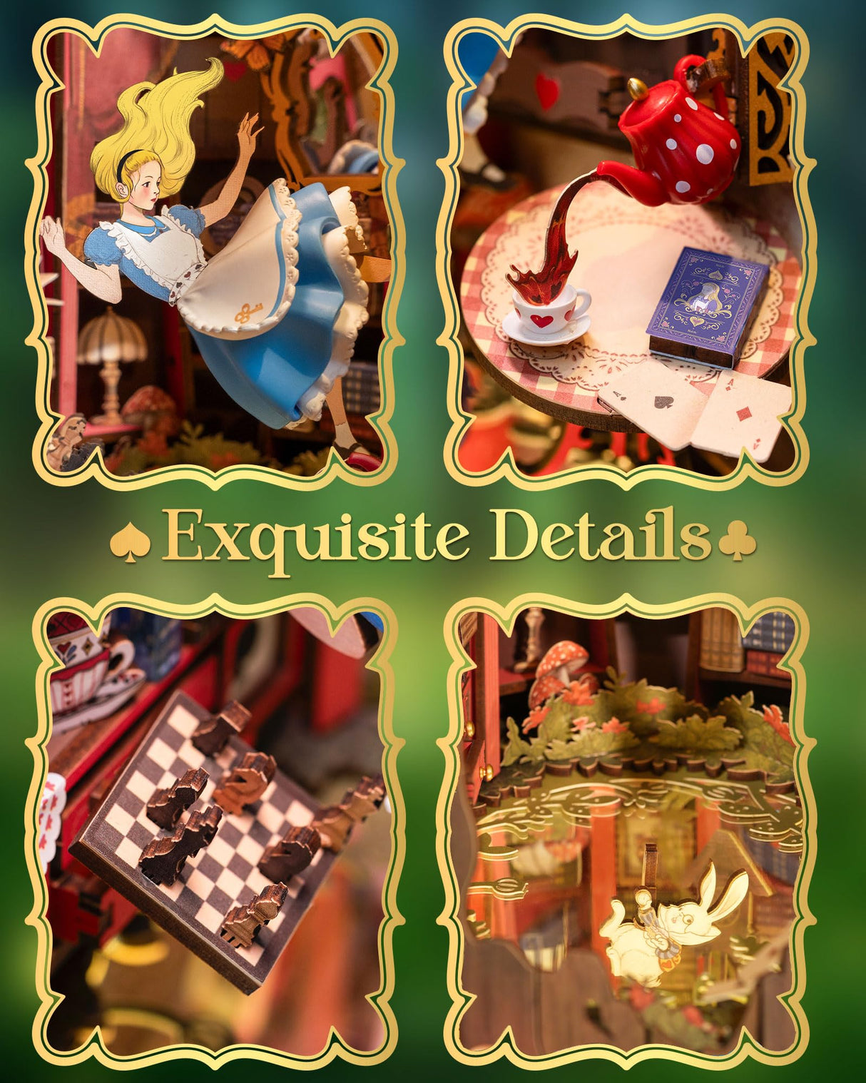 Rolife Book Nook Kit Fall into Wonder DIY Miniature Kit, 9.9" Tree Hollow Booknook 3D Wooden Puzzle with LEDs Fairy Tale Bookshelf Decor Gift for Adults & Teens Rolife