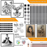MARTCOLOR Drawing Sketching Pencils Set, 34 Pieces Pro Art Pencil Kit - Graphite Pencils (14B-4H), Charcoal Pencils, Charcoal Sticks, Artist Pencils for Beginners & Pro Artists MARTCOLOR