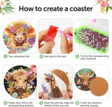 8 Pack Diamond Art Coasters Kits - Highland Cow Diamond Painting Coasters Kit Set with Holder Cork Pads, DIY Cow Diamonds Art Non Slip Coaster Crafts Kits for Adults Beginners Gifts mrpwnle