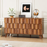 QEIUZON 9 Drawer Dresser, Modern Fluted Storage Dresser with Deep Drawers and Metal Handles, Wood Chest of Drawers Storage Organizer for Bedroom, Living Room, Hallway (Walnut) QEIUZON