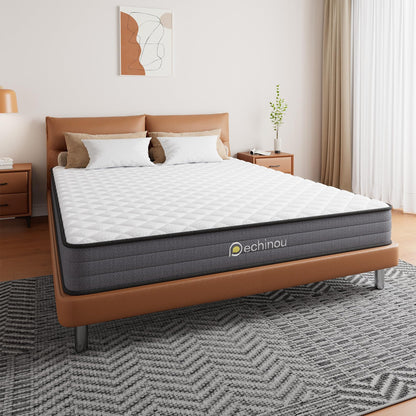 PECHINOU Twin Size Mattress, 6 INCH Twin Mattress in a Box with Gel Memory, Comfort Hybrid Mattress Twin Size with Memory Foam and Springs, Medium Firm Support, Pressure Relief, CertiPUR-US