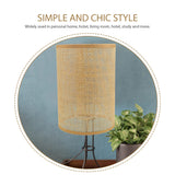 DOITOOL 2Pcs Rattan Drum Lamp Shade Replacement E27/E14 Chandelier Lampshade Natural Woven Cylinder Light Cover Table Lamp Cover for Chandeliers Floor Table Lamps DOITOOL