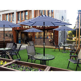 Blissun 7.5 ft Patio Umbrella, Yard Umbrella Push Button Tilt Crank (Blue&White) Blissun