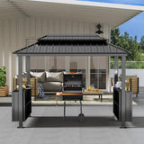 Domi 6x10FT Hardtop Grill Gazebo, BBQ Gazebo with Double Galvanized Steel Roof, 2 Storage Cabinets and Ceiling Hooks, Outdoor Grill Shelter for Backyard, Lawn and Garden(Gray) domi outdoor living