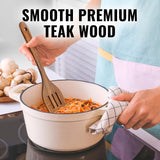 Zulay Kitchen Premium Slotted Spatula - Durable Teak Wooden Spatula For Cooking, Flat Wooden Spatula For Kitchen Use, Smooth Finish Natural Teak Spatula, Non-Stick Wooden Spatula Zulay Kitchen