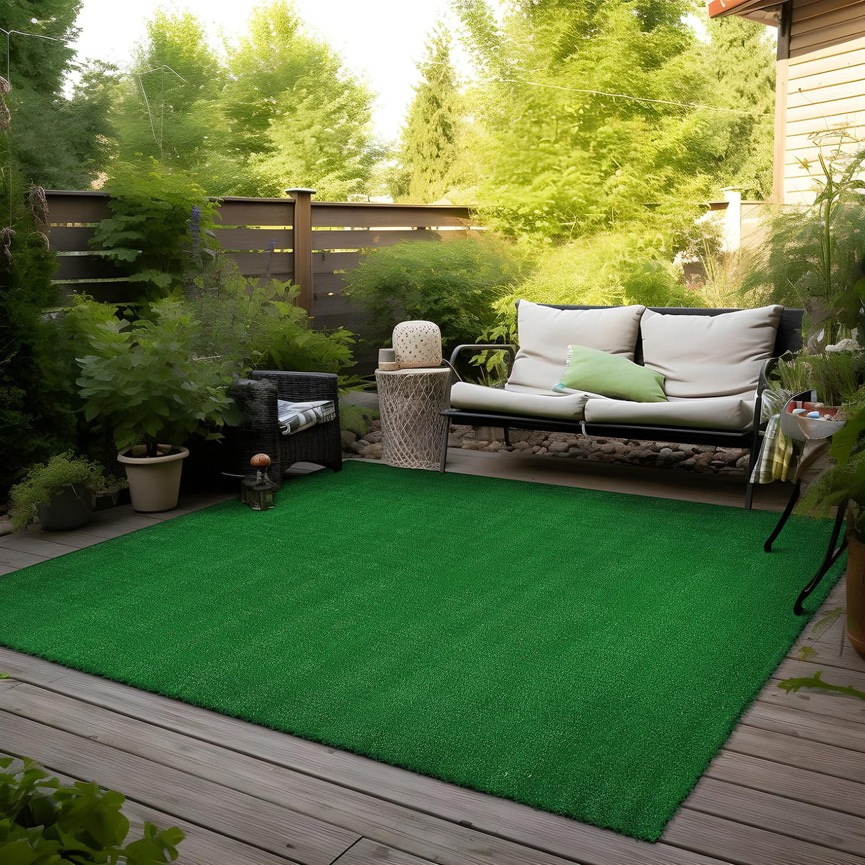 Rugshop Artificial Turf Solid Grass for Backyard, Garden, Patio, Balcony, Garage, Deck Indoor Outdoor Area Rug 5' x 7' Green Rugshop