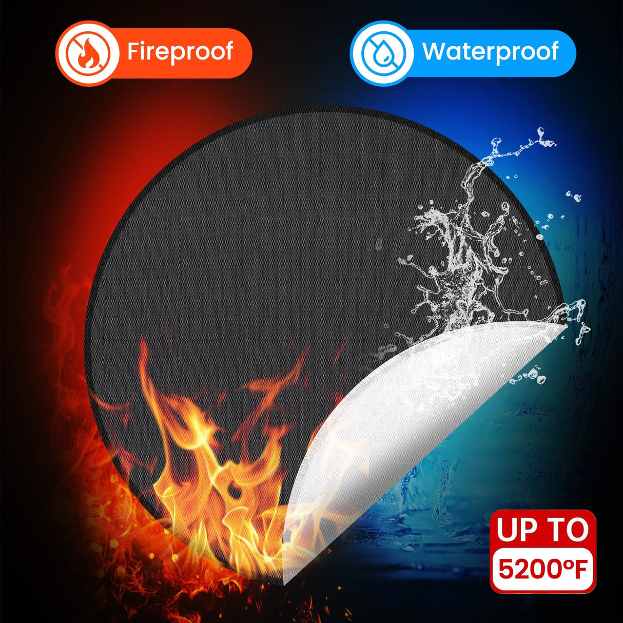Fire Pit Mat 24'', Fireproof Mat, Deck Protector, Fire Pit Accessories, Burn Barrel, Under Grill Mat, BBQ Mat, Patio Shield, Fire Retardant Base Pad for Outdoors Hodufy