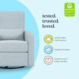 DaVinci Piper 360° Swivel Rocker Recliner Chair, Rocking Chair for Nursery & Living Room, GREENGUARD Gold, FSC & Certi-PUR US Certified, Comfy Nursery Glider Recliner - Heathered Blue w/Cream Piping DaVinci