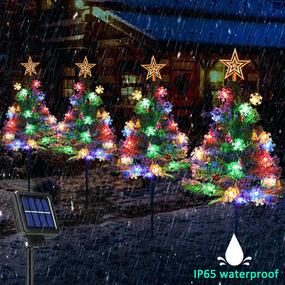 4-Pack Solar LED Christmas Tree Lights, 8 Modes - For Yard, House, Patio