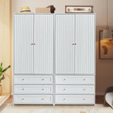 PHOYAL Wardrobe Closet Armoire, 71 "Wardrobe Armoire Wooden Closet with 4 Doors, 6 Drawers Household Freestanding Wooden Closet Storage Cabinet for Bedroom, White - 2 PHOYAL