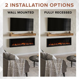 Modern Ember Highmark 60 Inch Smart Linear Electric Fireplace - Premium Flame with 10 Colors, Sleek Hidden Vent Design, Install Recessed in-Wall or Wall-Mount, WiFi and Voice-Enabled Modern Ember
