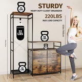 Famovoneer Heavy Duty Garment Rack with Fabric Drawers and LED Light, Freestanding Portable Closet Wardrobe Systems with Shelves for Bedroom, Entryway, Apartment Famovoneer