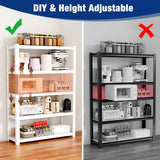 WORKPRO 3000lbs 5-Tier Shelving Unit, 72" H Adjustable Storage Shelves, Boltless Garage Shelving Unit for Garage, Kitchen, Durable Scratch-Resistant Panels, White WORKPRO