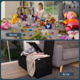 SoftOwl Extra Large Toy Storage Organizer with Lid - Sturdy, Collapsible Toy Chest Storage Box Design - Toys Bin with Dividers for Kids, Nursery, Bedroom, Playroom 37"x16"x14" SoftOwl