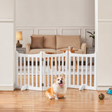 Yaheetech 24" H Freestanding Pet Gate for Dogs Wooden Dog Gates for Hallway, Doorway Collapsible Indoor Pet Fence with Support Feet Stair Barrier 3 Panels Fence White Yaheetech