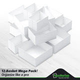 Drawer Organizer Clothes Set of 12 White-Grey - Dresser Organizer For Nursery, Bedroom, Closet - Perfect Baby Clothes Organizer and Storage & General Nursery Organization or Dresser Drawer Organizers NEATERIZE