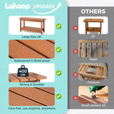 LAHAAP 35" Shower Bench, Waterproof Poly Lumber Shower Stool for Shaving Legs, Shower Chair Seat Holds up to 400lbs, Bathroom Bench for Inside Shower, Non-Slip (Brown) LAHAAP
