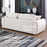 Alberobelo Sofa Couch, 66.5" White Modern Couch with Deep Seats, Chenille Fabric Comfy Sofas with Wooden Interior,loveseat Couch with Wide Armrest, Couches for Living Room, Bedroom and Office Alberobelo