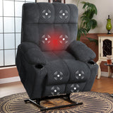 FLEXISPOT XL5 Dual OKIN Motor Power Lift Recliner Chair for Elderly, Lay Flat Electric Recliner with Massage & Heat, USB Ports, Fabric Reclining Sofa for Living Room Bedroom, Grey FLEXISPOT