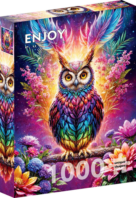 1000 Pieces Jigsaw Puzzle for Adults – Matte Finish, Soft Touch, Sturdy and Unique Pieces, Tight Fit, Vivid Colors, Missing Pieces Service – Magical Owl in Floral Fantasy Illustration by ENJOY Puzzle ENJOY Puzzle