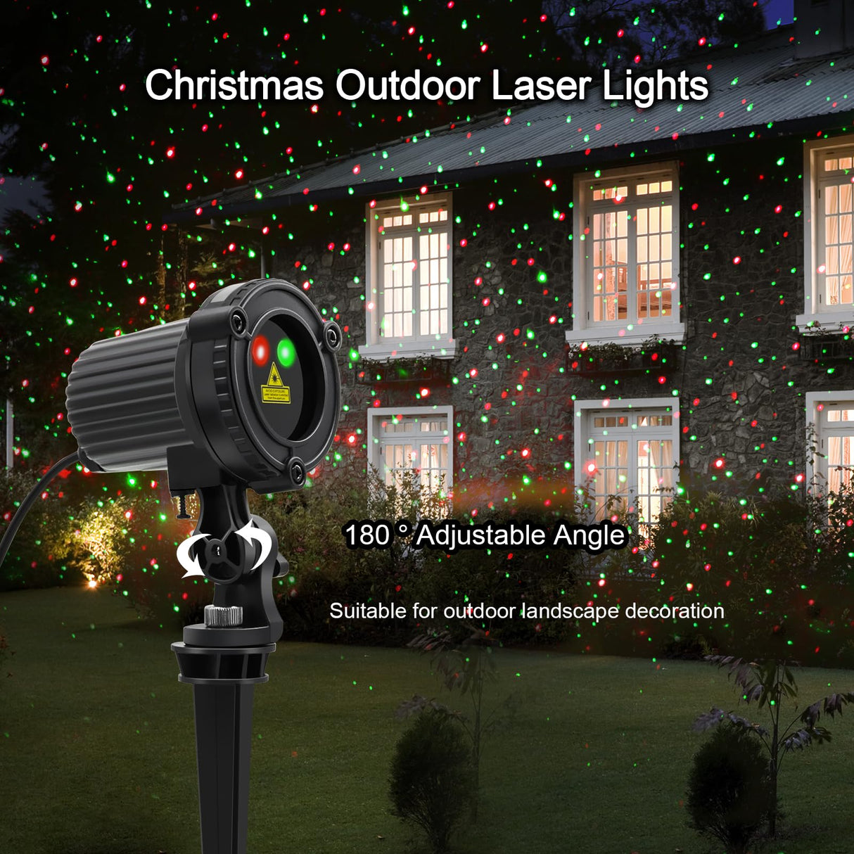 HERHOTER Christmas Laser Lights Outdoor,Red and Green Moving Outdoor Laser Light, Waterproof Garden House Decoration Laser Christmas Lights HERHOTER