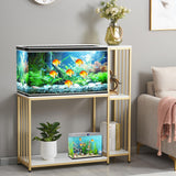 GOLASON Fish Tank Stand for up to 29 Gallon Aquarium, Reptile Terrariums Tank Stand, Metal Wooden Aquarium Stand, Gold GOLASON