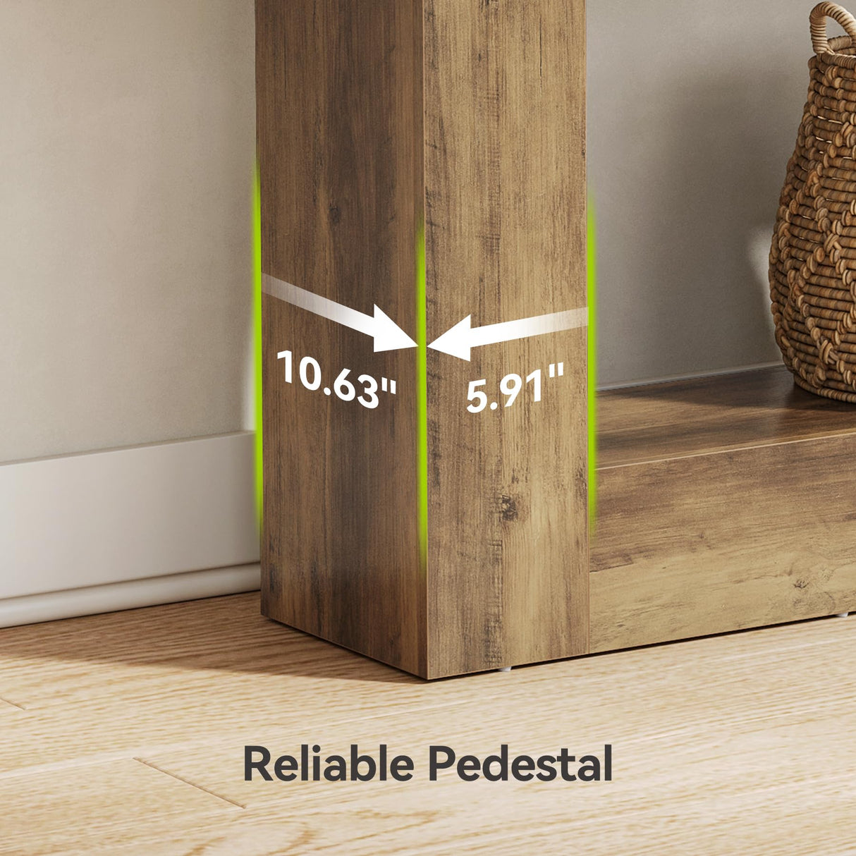 LITTLE TREE 63 Inches Long Console Table, 2-Tier Farmhouse Sofa Table Behind Couch, Large Narrow Entryway Table for Living Room, Wooden Hallway Foyer Table with Heavy Duty Base, Rustic Brown LITTLE TREE