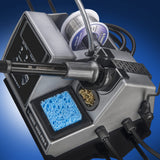 X-Tronic 3090-PRO-X – 75 W Soldering Iron Station – 5 Extra Tips, 2 LED Displays, Sleep Func, C/F, 3 Temp Presets, Mini Mag Lamp, 4 Helping Hands, Solder Sucker, Tweezers, Solder, Brass & Wet Sponges X-TRONIC