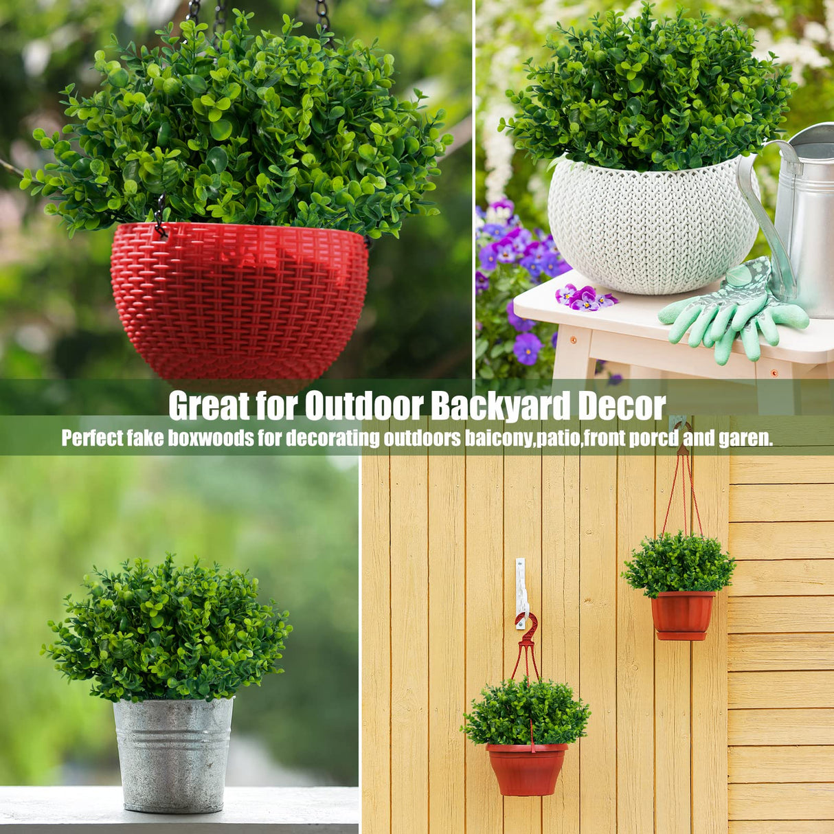 Lnoicy Artificial Greenery Plants Outdoor UV Resistant Fake Plants Boxwood Shrubs Grass,20 Bundles for Farmhouse Home Garden Office Patio Backyard Wedding and Indoor Outdoor Decoration Lnoicy