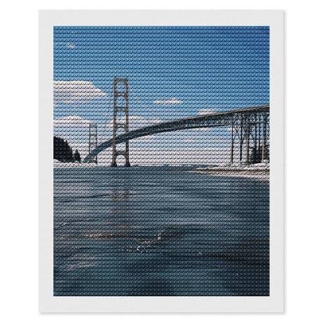 5D Diamond Painting Kits for Adult, Mackinac Suspension Bridge Diamond Art Kits for Beginners Fun DIY Crafts Round Diamond Art Canvas Home Wall Decor 16"x20" WoodArtSupply