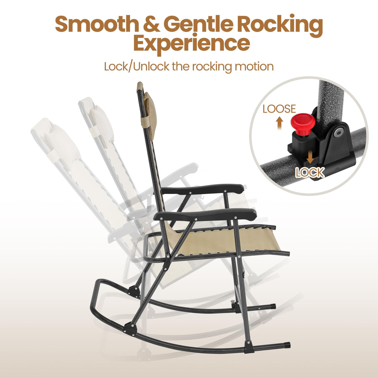 Yaheetech 26in Rocking Chair Outdoor Zero Gravity Folding Chairs Rocking Chairs Foldable Outdoor Lounge Chair for Outside Lawn with Cupholder/Pillow Ergonomic Design for Rest, Set of 2 Yaheetech