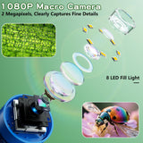 Odatay Microscope for Kids with 12 Slides, 100X-1000X 1080P Digital Handheld Kids Microscope, Mini Portable Pocket Miniscope Science Toys Gifts for 3+ 4 5 6 7 8 9 10 11 12 Year Old Boys Girls, Blue Odatay