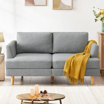 Busaurus Deep Seat Loveseat Sofa, 65" Mid Century Modern Couches for Living Room, Small Couches for Small Spaces Love Seat Sofa Couches with Wooden Legs, Bedroom Small Couch, Grey