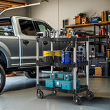 DWVO 350 LBS Foldable Utility Cart, Folding Utility Cart on Wheels, Folding Service Cart Collapsible Utility Cart with Wheels, Collapsible Rolling Cart with Locking for Garage Home Restaurant DWVO