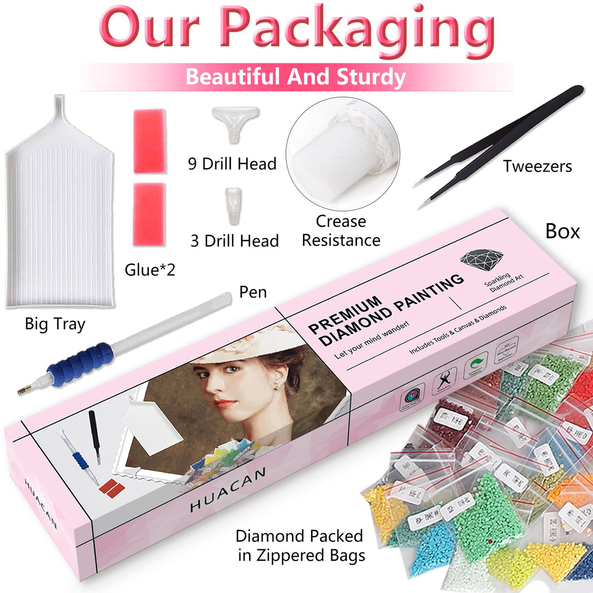 Huacan Beach Diamond Painting Kits for Adults, Full Drill Diamond Art Round Diamond Dots for Adults Clearance, Heart Paint with Diamonds for Beginner 11.8x15.7inch Huacan