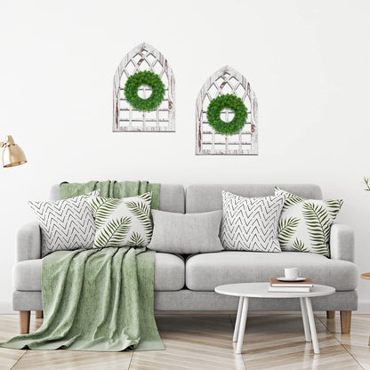 Yulejo 2 Pcs Rustic Window Frame Wall Decor Wooden Farmhouse Wall Decor 15.75'' x 11'' Arched Cathedral Window Home Decor Fake Window Pane Wall Art for Entryway Living Room Bedroom