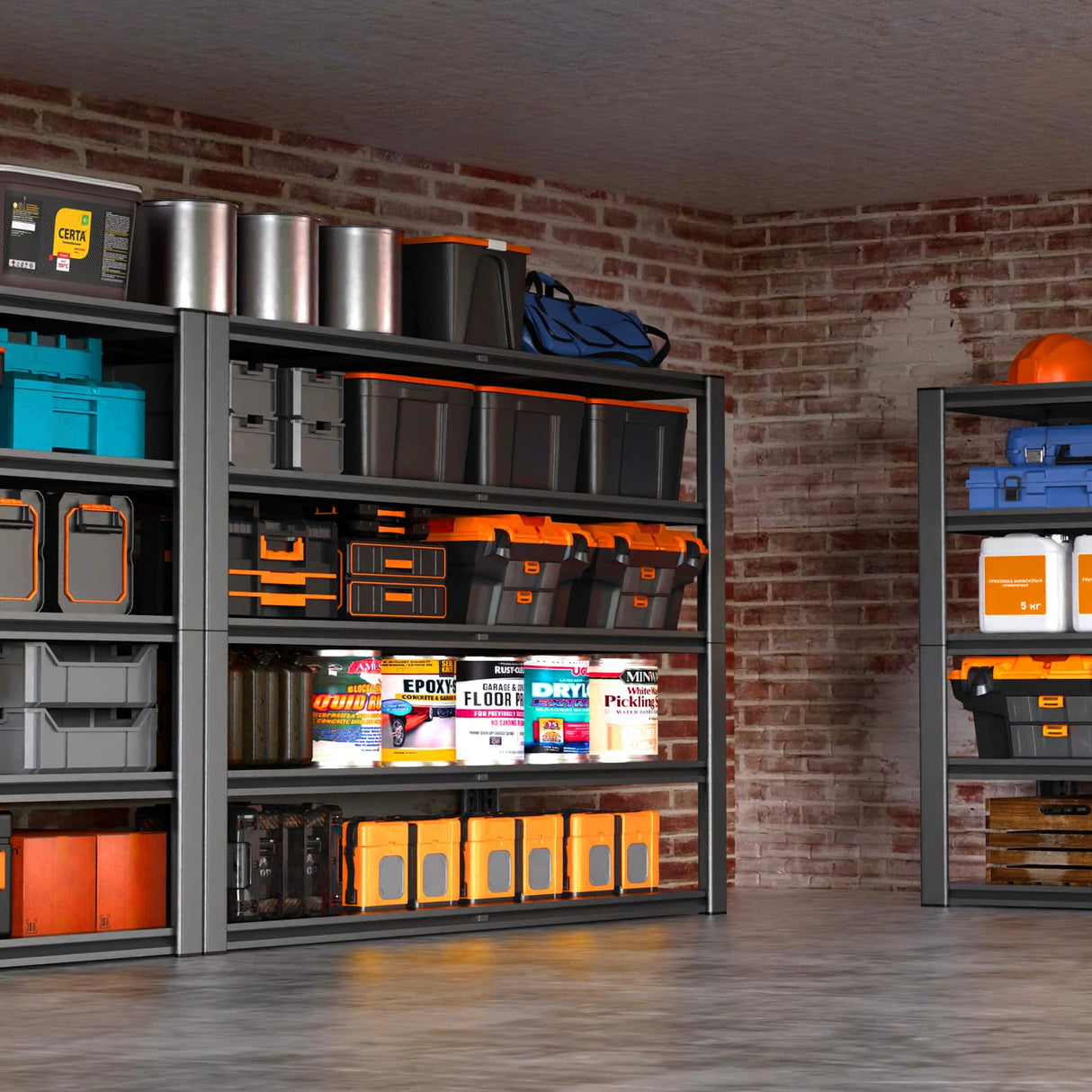 Lauxery 60" Wide Metal Shelving, 5 Tier Pantry Shelving Unit - 60" W x 24" D x 84.3" H Adjustable Tote Storage Rack, 2500LBS - Storage Shelves for Garage, Basement, Shop Lauxery