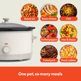bella 6.0 Qt Manual Slow Cooker, EverGood™ Ceramic Nonstick Coating, 3 Temperature Settings, Dishwasher Safe Stoneware Pot and Tempered Glass Lid, Cool Touch Handles & Tangle Free Cord Wrap, Oatmilk BELLA