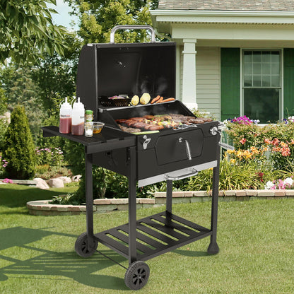 Royal Gourmet CD1824G 24 Inch Charcoal Grill with Foldable Side Table, Outdoor BBQ Grill with 490 Sq. In. Cooking Area for Picnic and Camping Grilling, Black