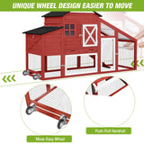GUTINNEEN Chicken Coop Outdoor Wooden Hen House 65" with Large Nesting Box, Poultry Cage with Removable Tray,UV Proof Roof red GUTINNEEN