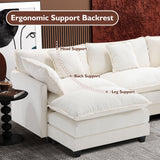 Ihanherry 111.4" U Shaped Cloud Couch Modern Modular Sectional Sofa with 2 Ottoman, 5-Seat Chenille Deep Seat Sofa with 5 Pillows for Living Room, Bedroom and Apartment, Beige Ihanherry