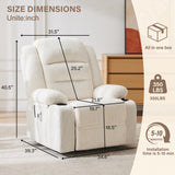 Hicosit Power Recliner Chair,Electric Reclining Chair for Adults,Adjustable Home Theater Seating Lounge,Recliners for Living Room,Bedroom with Charging Ports,Stripe White Hicosit