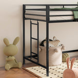 Twin Size Low Loft Bed for Kids,Kids Loft Bed Twin Size,Metal Loft Bed Frame for Boys Girls,Junior Low Loft Bed,Black Bellemave