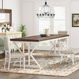 Tribesigns Farmhouse Dining Table for 6-8 People, 78.7-Inch Rectangular Wood Dining Table, Rustic Kitchen Table with Heavy Duty Metal Legs for Dining Room Tribesigns