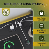 WLIVE 6 Drawer Led Dresser for Bedroom, 50.79'' Black Wood Dresser Storage Organizer with Power Outlets for 55'' TV, Dressers with Open Shelves, Hanging Rack, Chest of Drawers for Closet, Living Room WLIVE