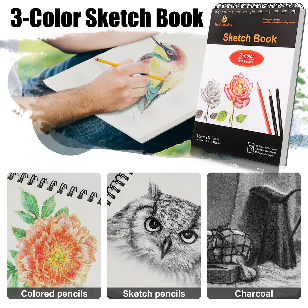 Heshengping 31 Pack Drawing Pencils Sketch Pencil Art Supplies Set for Adults Beginners Artists Pro Sketching Art Graphite Charcoal Blending Stump Pencils kit Heshengping