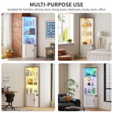 HNEBC 69" Tall Curio Display Cabinet with Glass Door and Movable Shelves,Corner Bookcase with LED Human Sensor Lights,5-Tier RGB Display Case for Collectibles,Bedroom Living Room HNEBC